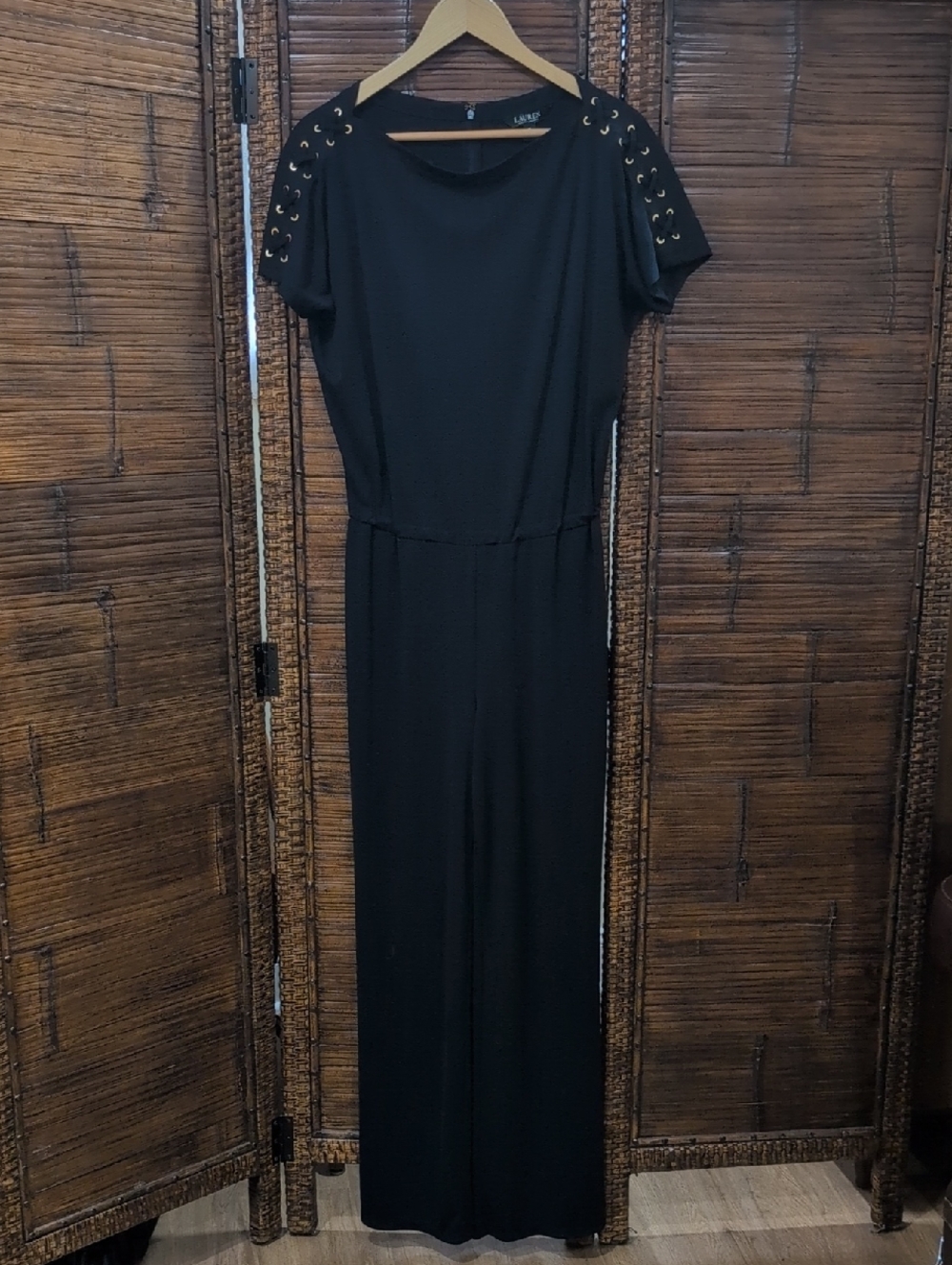 Ralph Lauren Navy Blue And Gold Eyelet-Trim Jumpsuit